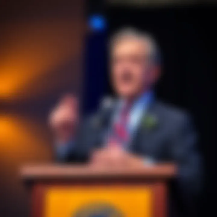 Norm Coleman, Chairman of the Republican Jewish Coalition, discusses political influence at a podium