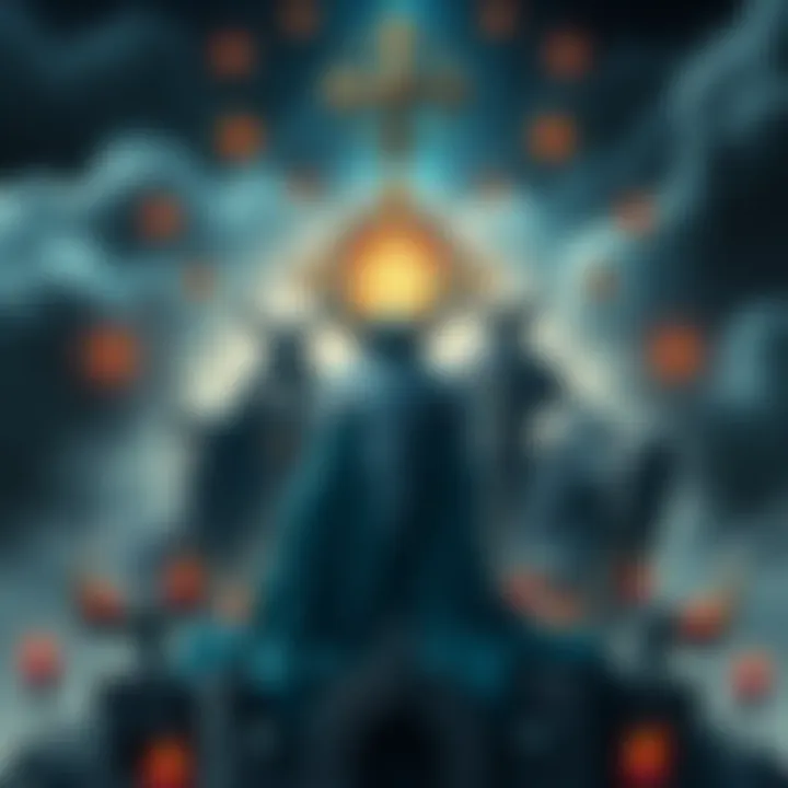 Norse symbols and deities An artistic depiction of Norse deities and sacred symbols representing Norse mythology, highlighting their importance and meaning.