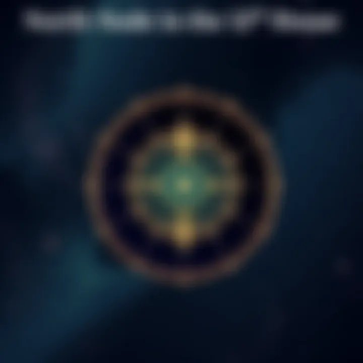 North Node in the 12th House A celestial illustration showing the North Node in the 12th house, symbolizing personal growth and spirituality with stars and a subtle galaxy background.