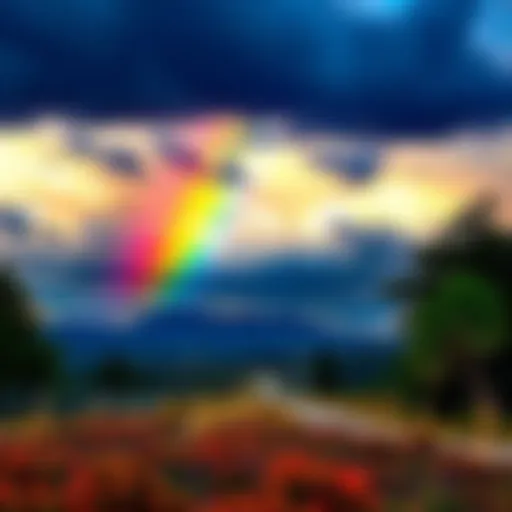 A view of Northern California with dark clouds and a rainbow, showcasing the recent weather shift affecting the area.