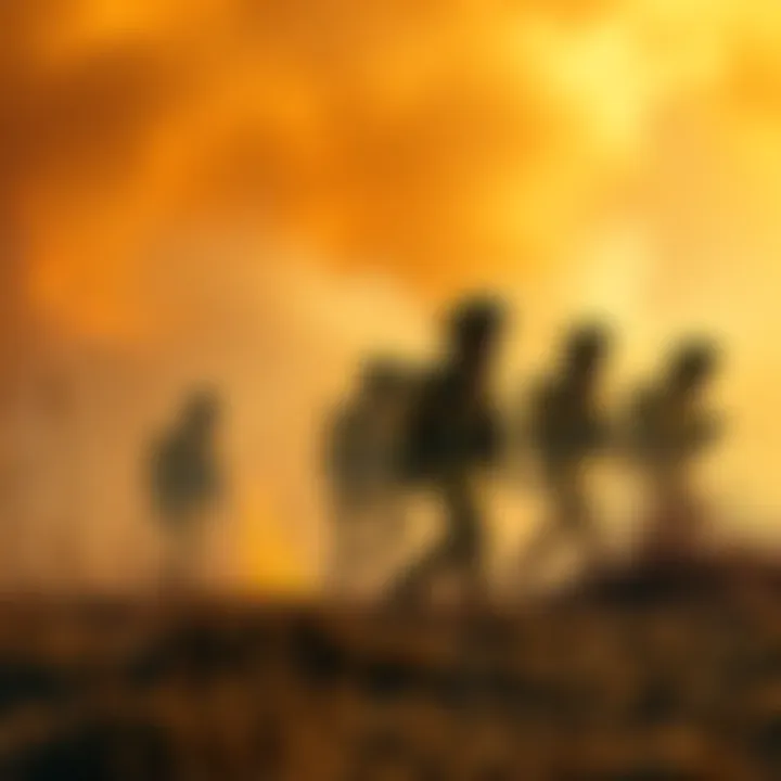 A team of firefighters battling a wildfire in Northern California, showcasing resilience and teamwork amid smoke and flames.