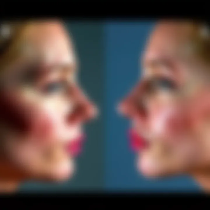 Profile transformation after subliminal use Before and after side profile photos showing changes in nose shape from subliminals, highlighting the improved nose bridge.