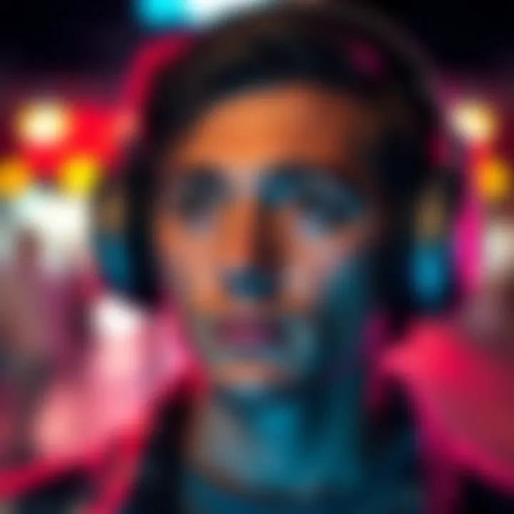 A person listening to a subliminal recording with headphones, focusing on a more defined nose appearance.