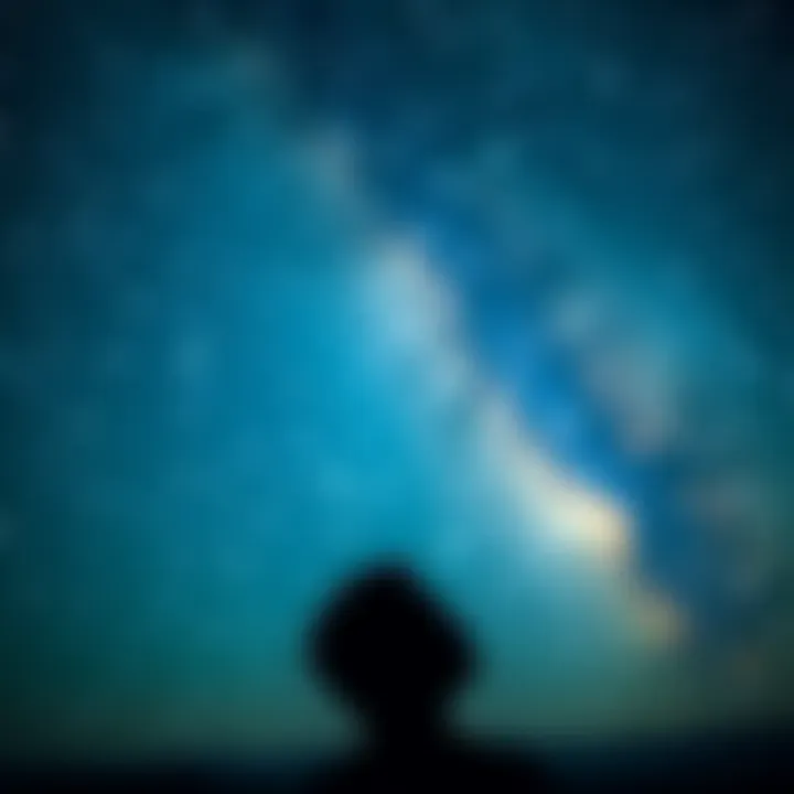 A person looking up at a starry sky, reflecting on past relationships and connections, suggesting a potential reunion.