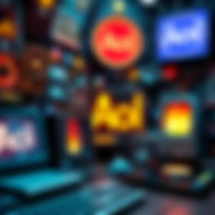 A collage of early internet icons and AOL branding, evoking nostalgia for communication in the 90s.