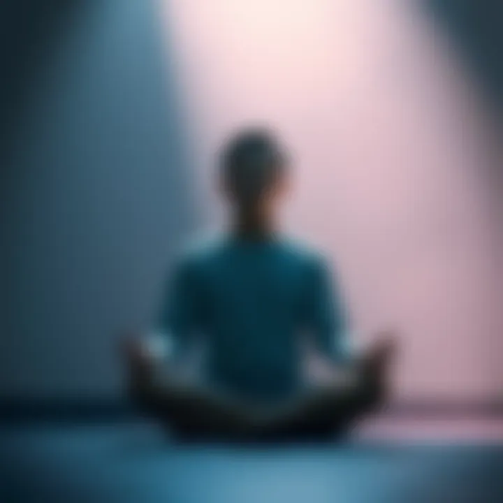 Individual sitting in a calm space, eyes closed, with a gentle glow surrounding them, representing focus and meditation.