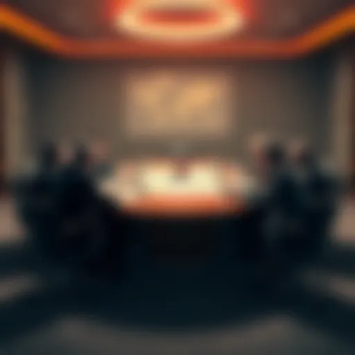A roundtable discussion featuring diplomats and experts discussing nuclear weapons policies, with maps and documents on the table.
