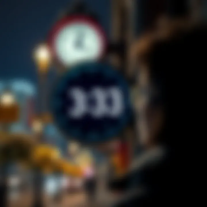 Number 33 in Daily Life A person looking at a clock showing 3:33 or a street sign with the number 33, symbolizing the frequent appearance of the number in everyday situations.