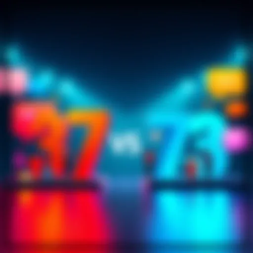 A graphic illustrating a lively debate between the numbers 37 and 73, featuring colorful speech bubbles and icons representing opinions.