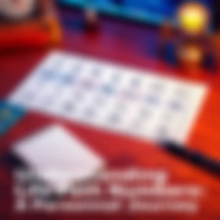 A numerology chart with various numbers including life path, expression, and personal year, along with a pen and notebook on a wooden desk.