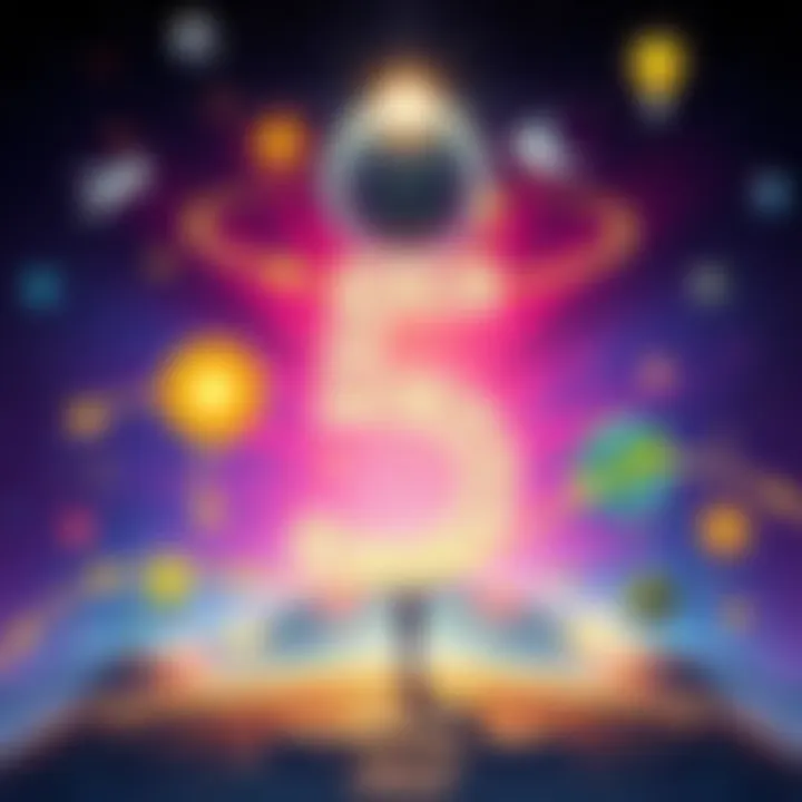 Numerology Insights for Life Path 5 A vibrant illustration showing the number 5 with symbols of growth and opportunity around it, reflecting hope for the future in 2025