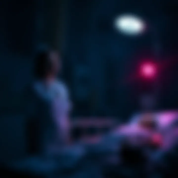 Nurse in dark hospital room A nurse stands in a dimly lit hospital room, looking concerned as she attends to a patient named Emily, who is resting in bed.