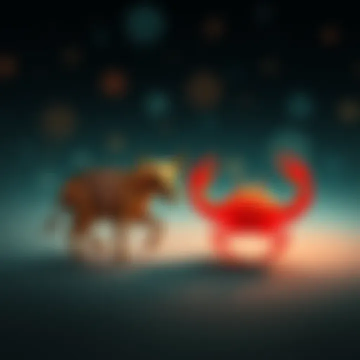 Symbols of Taurus and Cancer with a calming background representing emotional safety and support