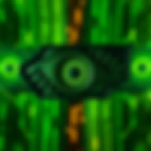 A graphic showing the NVIDIA logo integrated with an eye symbol, suggesting a connection to the concept of surveillance and control related to AI.