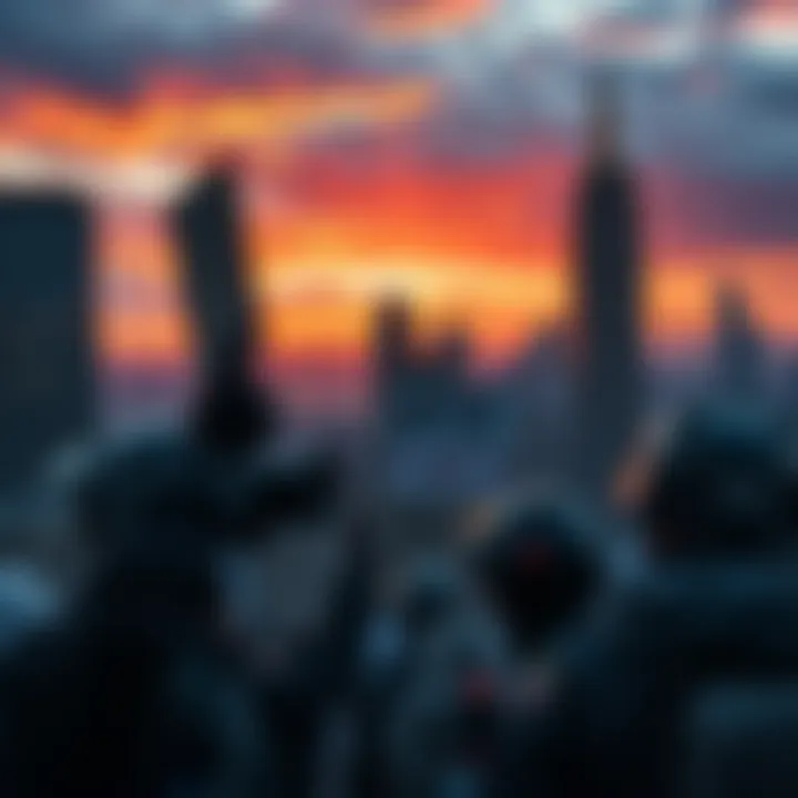 A view of New York City skyline featuring protest signs highlighting societal hypocrisy after a recent terrorist attack