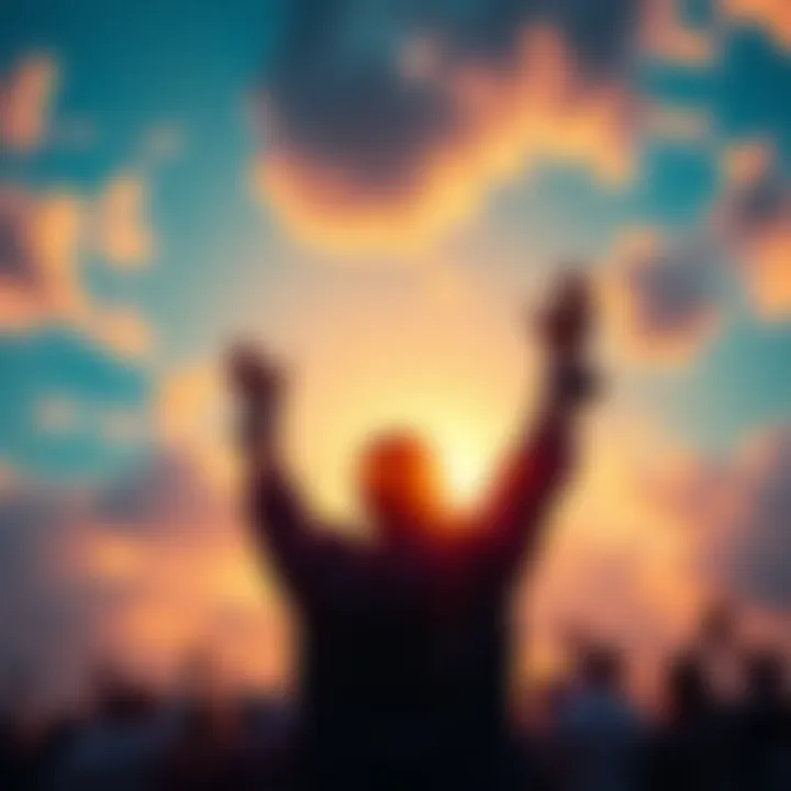 A person stands with hands raised to the sky, making a solemn oath to the gods to break bad habits.