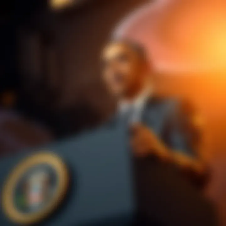 Former President Obama giving a speech, expressing thoughts on extraterrestrial life.