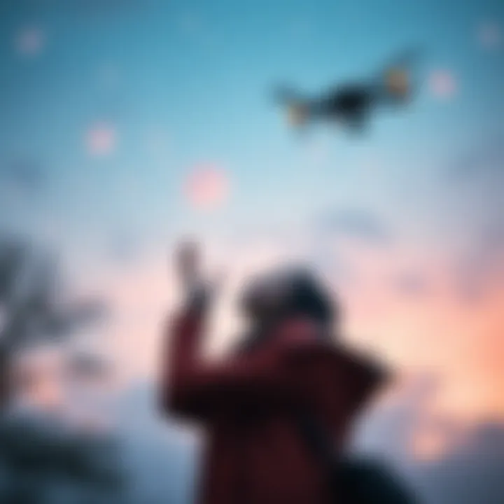 A woman watches a strange object falling from the sky in Massachusetts, showing curiosity and surprise.