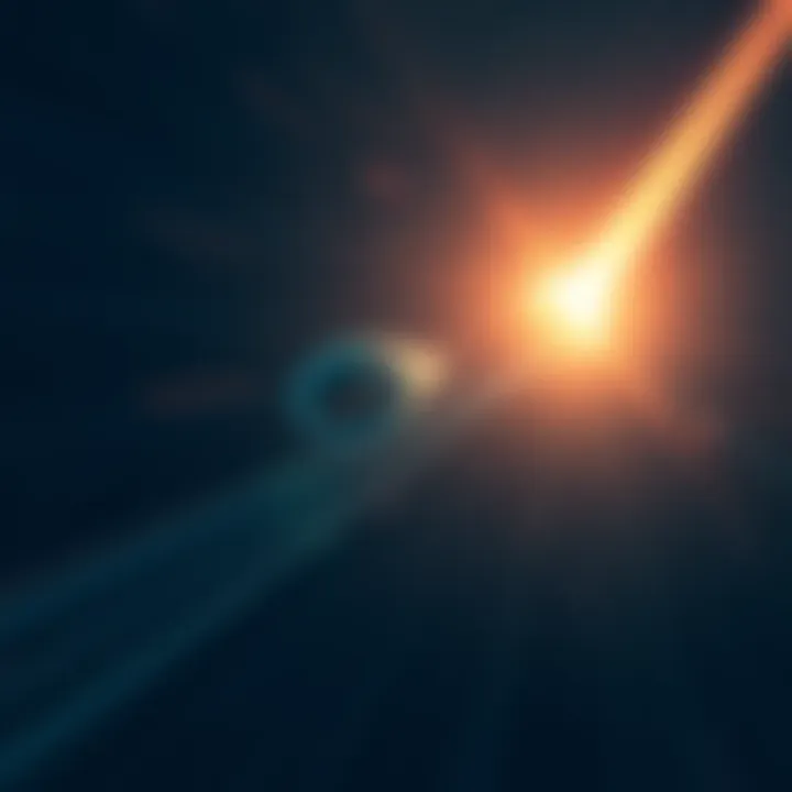 A bright object rapidly moving away from a glowing meteor in the night sky