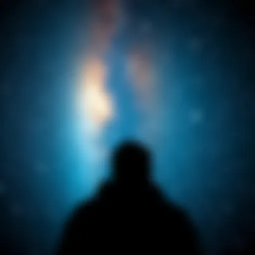 A person gazing at a vast starry sky, symbolizing the concept of reality's dependency on observation.