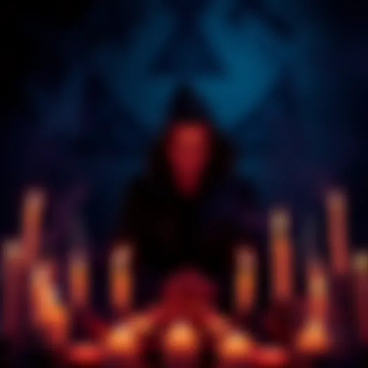 A person surrounded by candles and symbols, engaged in a ritual that raises family concerns.