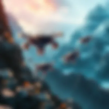 Ocean Creatures and Mountains A visual depicting ocean creatures alongside mountainous terrain, symbolizing the theory of genetic engineering by beings from the sea and mountains.