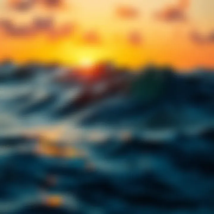 Gentle ocean waves merging into the sea at sunset, symbolizing shared awakening experiences.