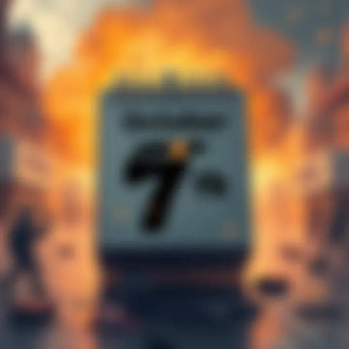 An illustration showing a calendar marked with October 7th, with conflict symbols and a backdrop of war scenes, hinting at the upcoming 12-day war and Operation True Promise 4.