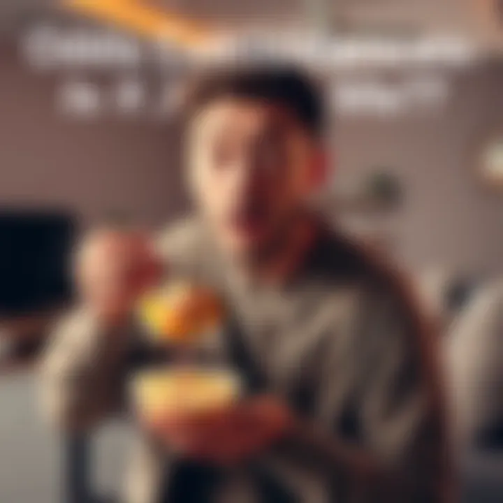 A person looks surprised while holding a random treat after joking about it. They appear to be in a living room, emphasizing the surprise of unexpected events.