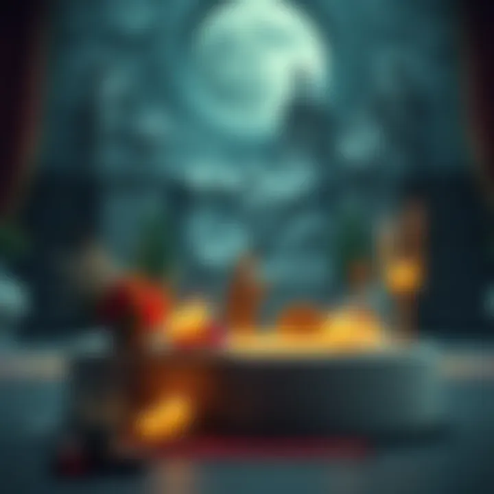 A serene altar set up with flowers, candles, and symbolic items honoring Frigga, the goddess of love, surrounded by a peaceful atmosphere.