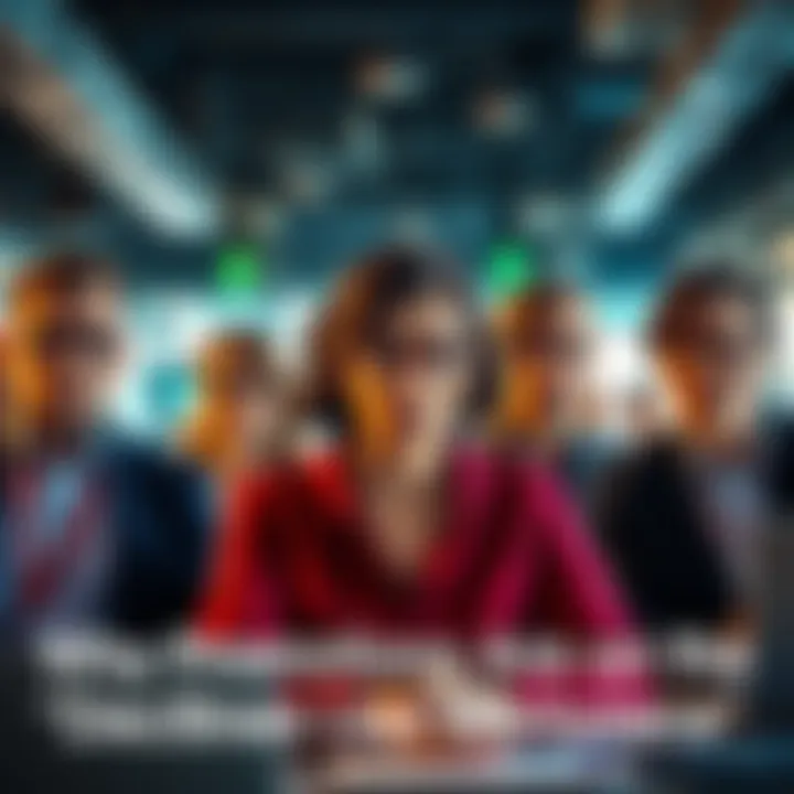 A group of office workers showing concern about their career growth and lack of promotions