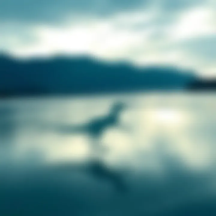 A video still showing a lake with a shadowy figure resembling a serpent or large creature, sparking debate among viewers on forums.
