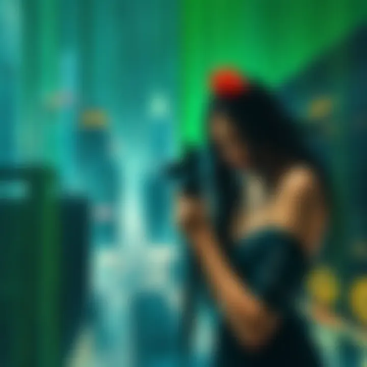 An oil painting depicting a futuristic cityscape with green digital rain, representing themes from the Matrix