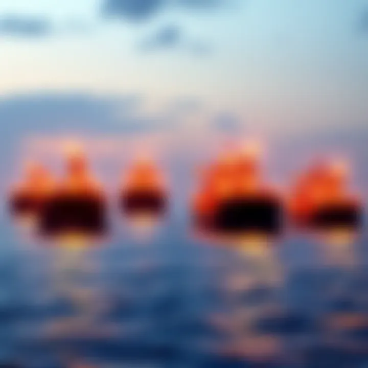 A view of oil tankers waiting in the Strait of Hormuz, highlighting transport issues caused by cut oil production in Gulf nations.