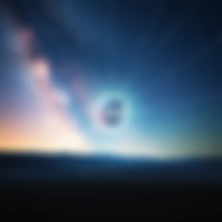 A cosmic scene illustrating the Oklahoma SIM Theory with stars, a central Oklahoma Constant symbol, and representations of life and entropy in balance.