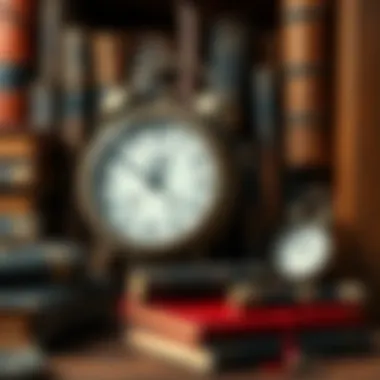 An arrangement of old books and a vintage clock, symbolizing the connection between past knowledge and present understanding.