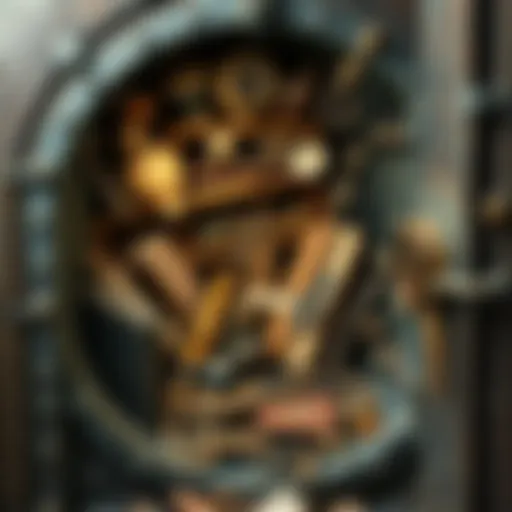 Old vault with treasures A vintage vault filled with assorted old items from the 1950s, hinting at family history and memories.