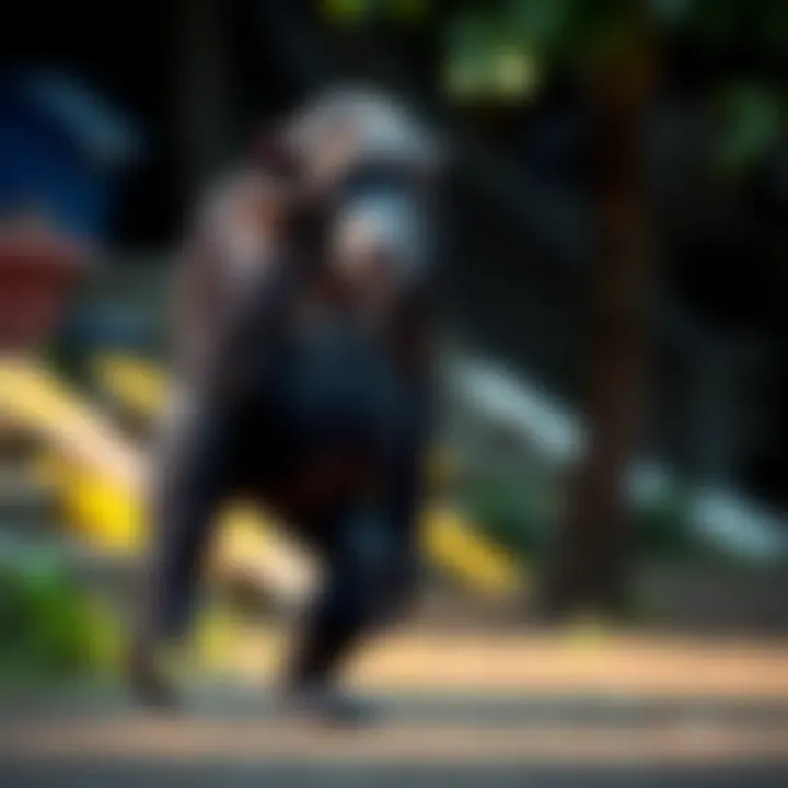 Oliver the Chimp Walking Upright Oliver, the chimpanzee, walking on two legs in a natural setting.