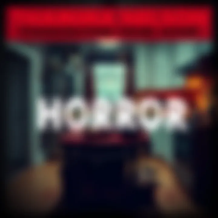 The crime scene showing a kitchen with disturbing signs of a violent act, including a dismembered figure and cooking utensils.