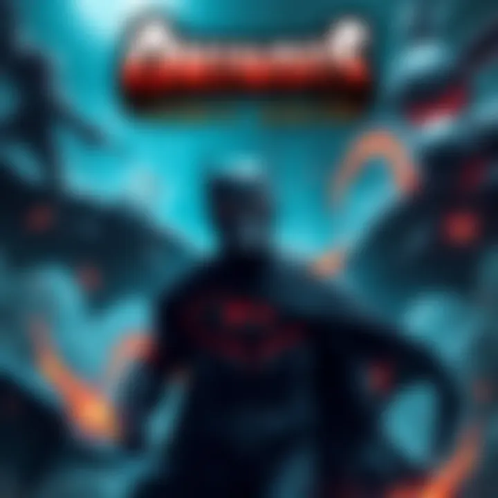 Ominous Comic Book Cover A dramatic scene featuring a dark superhero character with unique designs, surrounded by intense action elements and shadowy backgrounds, representing the thrill of the Ominous Comic Book series.