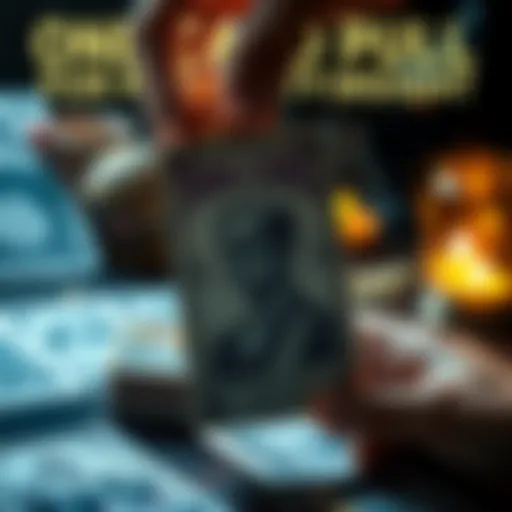 A tarot card being drawn from a deck, symbolizing a personal card pull for self-discovery.
