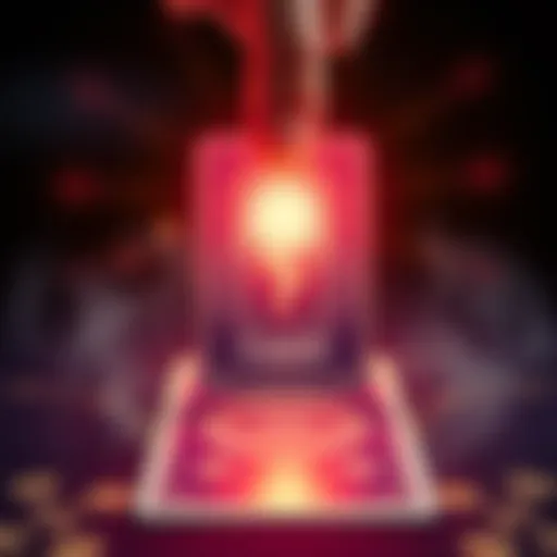 A tarot card being pulled from a deck with a glowing effect, representing clarity and quick decisions.