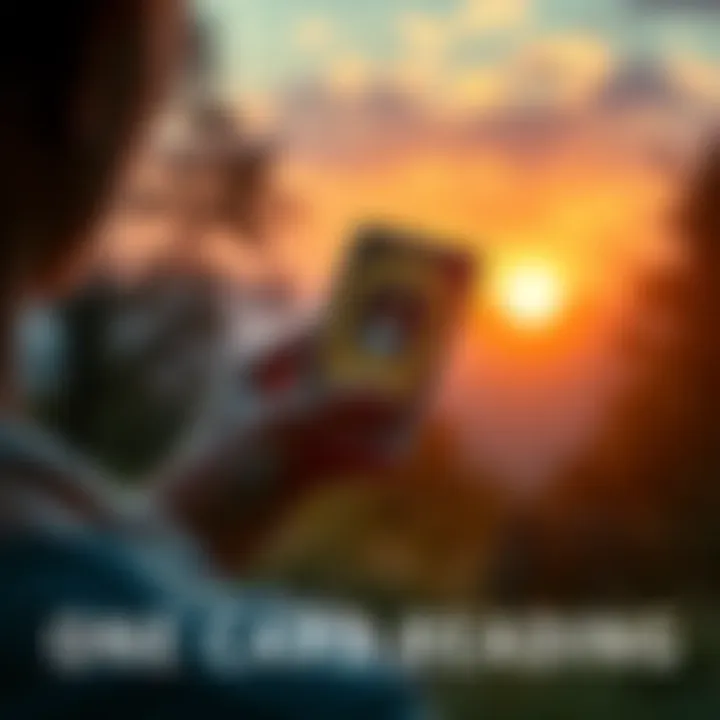 A person holding a tarot card in a serene setting, reflecting on its meaning and insights.