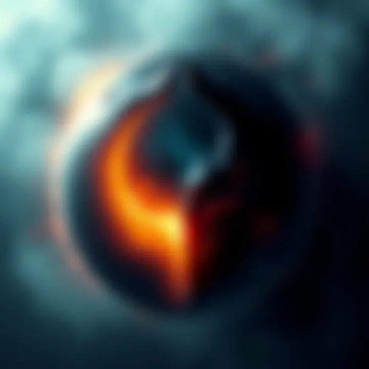 A visual representation of a circle split into two halves, one side glowing with warm light symbolizing love, and the other dark and shadowy representing evil. This illustrates the duality of the one infinite creator.