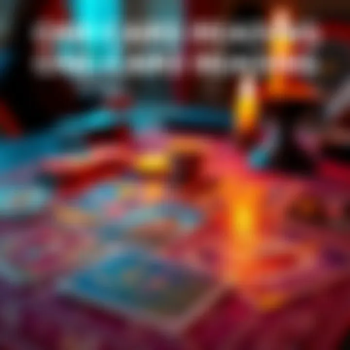 One-Card Reading Session A colorful tarot card spread on a table with a warm candlelight in the background, inviting questions for personal insights.