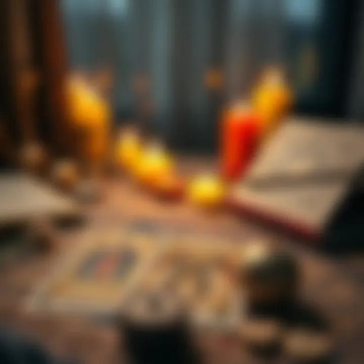 A psychic reading session with tarot cards, candles, and astrological charts on a table