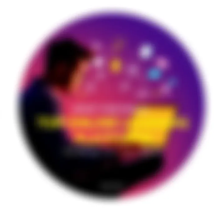 A person using a laptop to study online with various learning icons around them