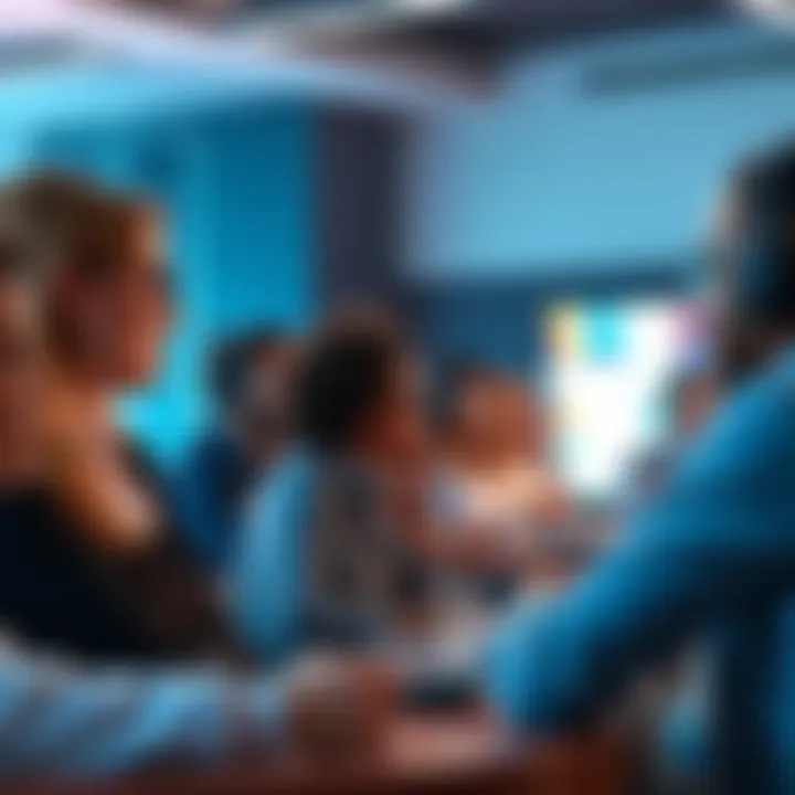 A group of people engaging in a lively discussion about online personas in a forum setting.