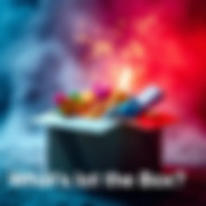 A partially opened box revealing colorful items inside, generating excitement and curiosity