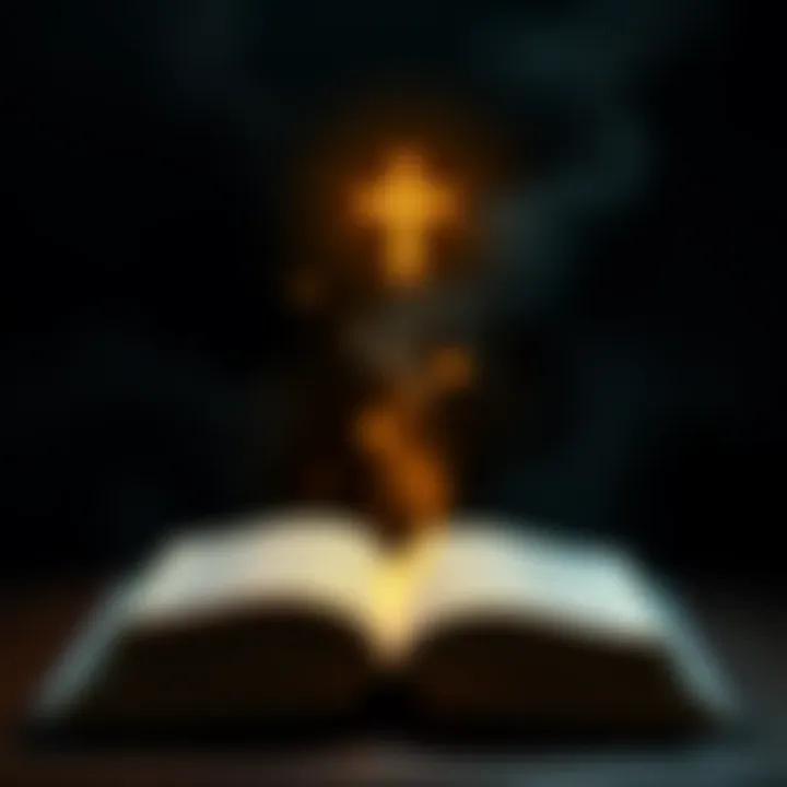 Open book with glowing symbols An open book with glowing symbols and mysterious writing, symbolizing forbidden knowledge.